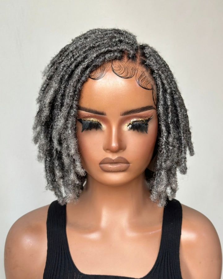 Salt and Pepper HD Full Lace Twist-out Pixie Wig with Baby Hairs