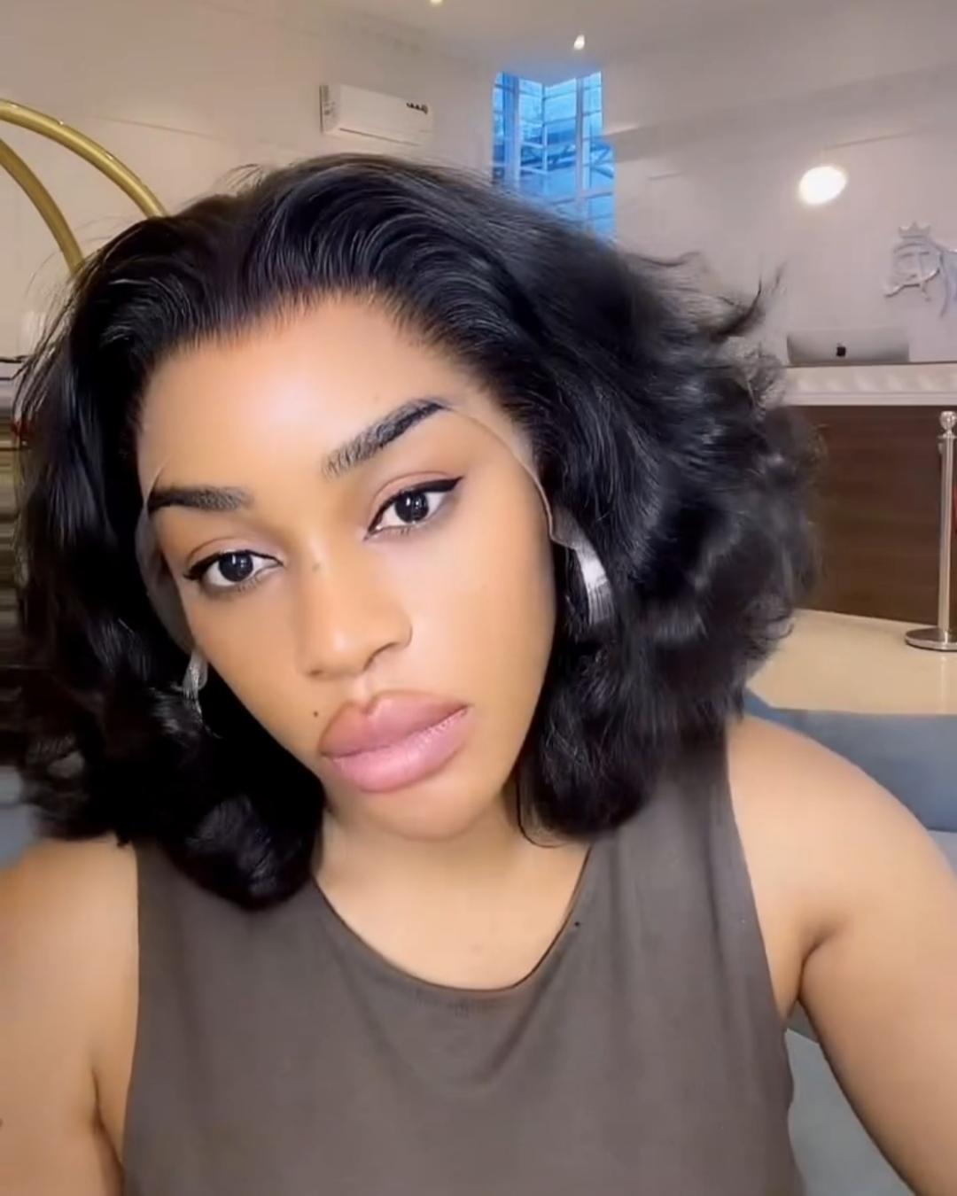 Natural Black Layered Wavy 13x4 Lace Ftont Wig