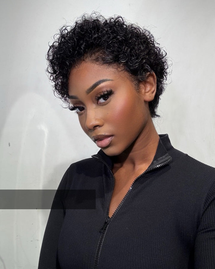 Trendy Short Pixie Cut Curly Lace Front Wig