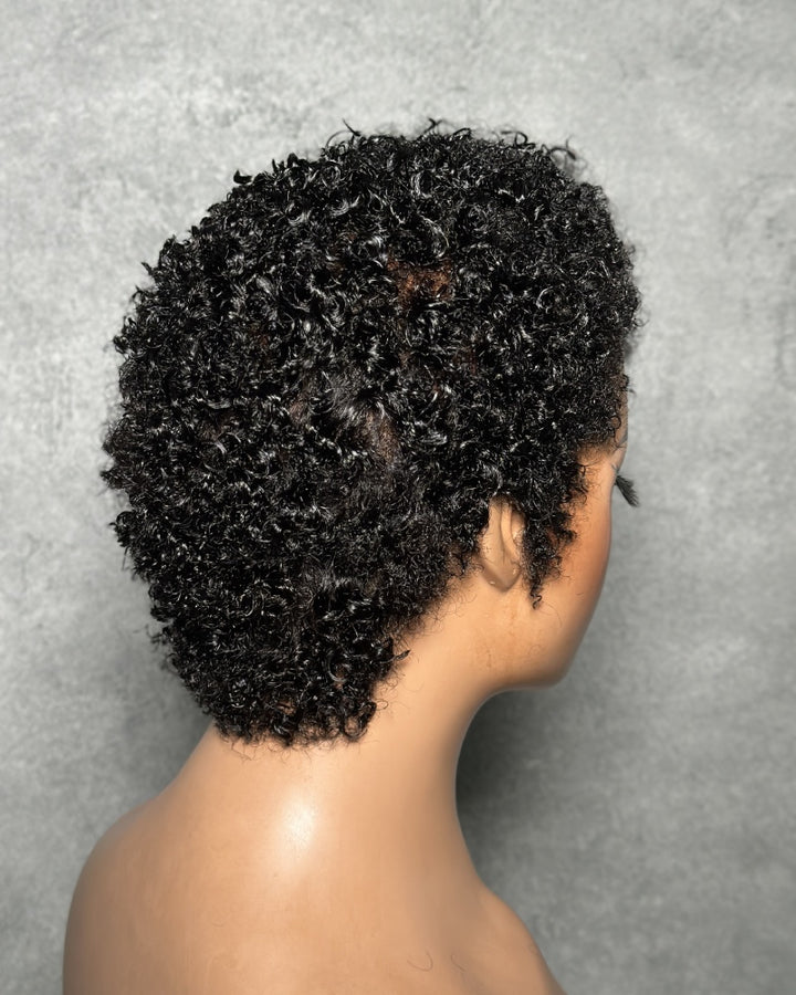 Beginner Friendly Full Lace 3C Curly Pixie Wig For Daily Wear