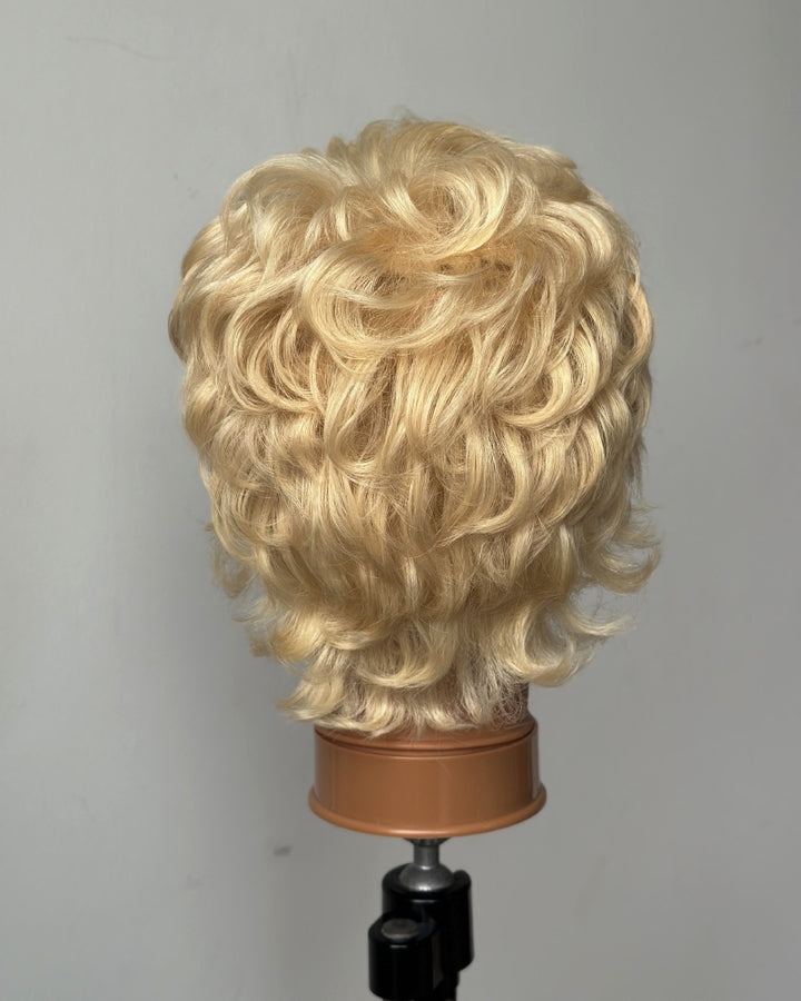 Vintage 613 Blonde Curly Mullet 13x6 Lace Wig with Curled Bangs