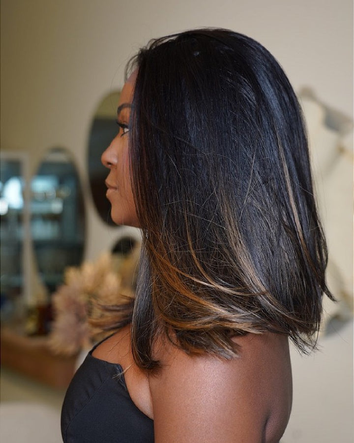 Ombre brown highlighted straight 5x5 lace closure wig