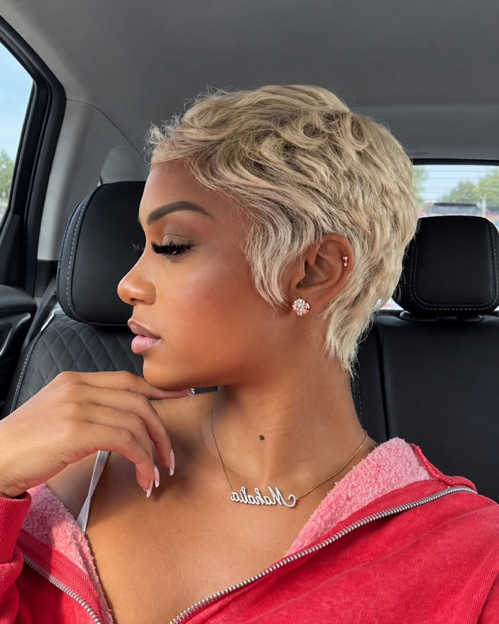 Short Layered 613 Blonde Pixie Cut 13x6 Lace Front Wig