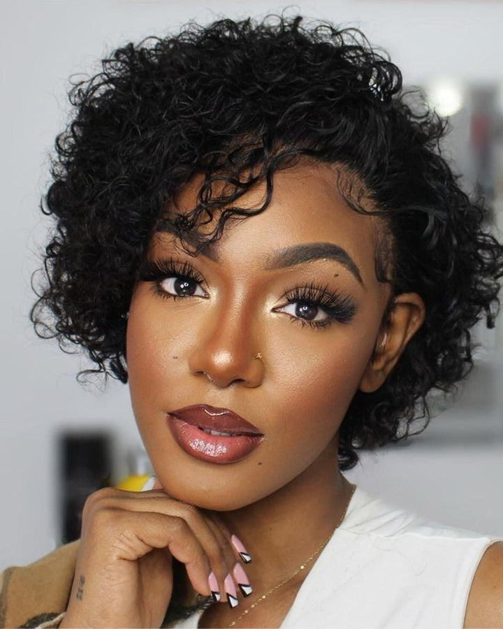 13x2 Lace Frontal Short Curly Pixie Cut Wig