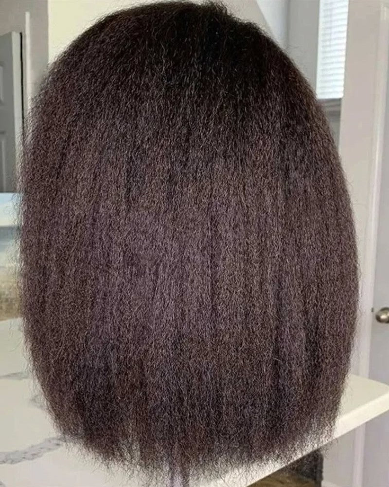 Natural Short Kinky Straight 13x4 Lace Frontal Wig