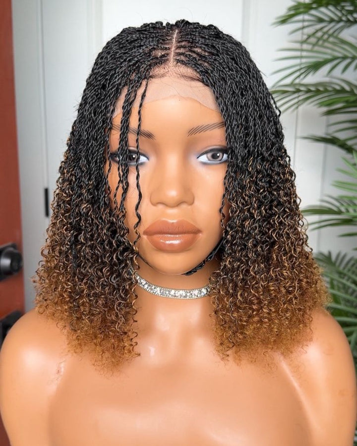 Ombre Honey Gold Full Lace island twists Knotless Braids Invisi Drawstring Wig