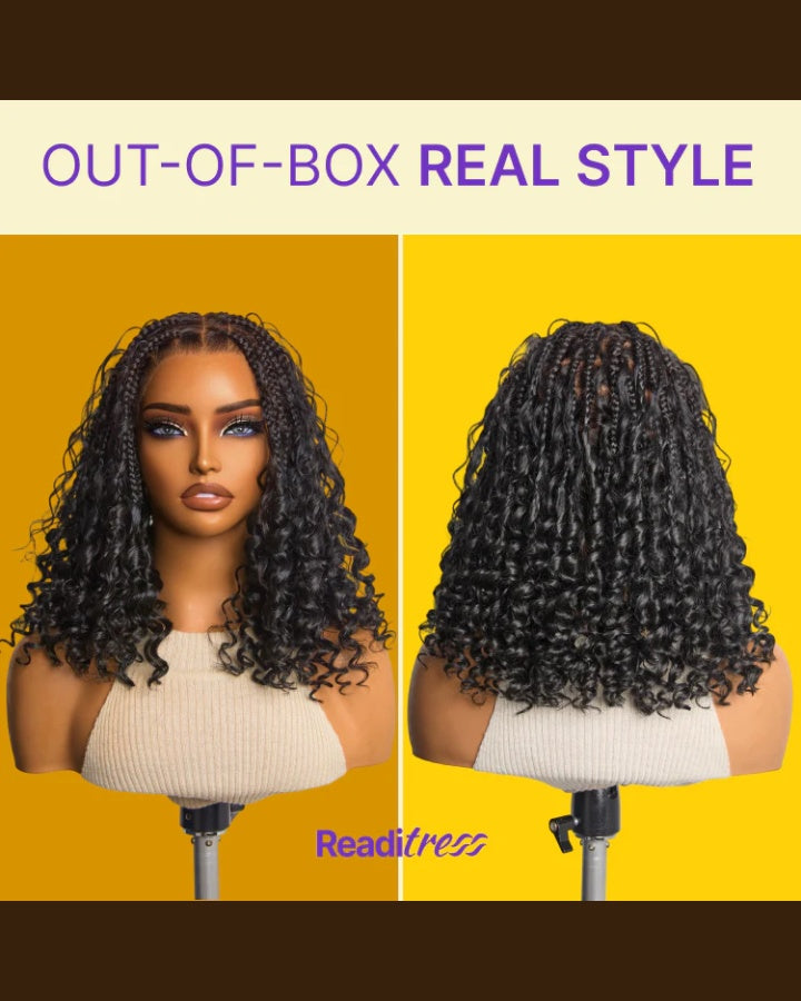 Full Lace Knotless Boho Curls Braided Bob Wig