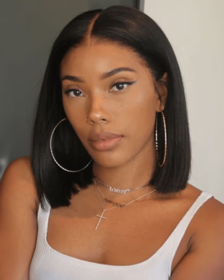 Short Straight Hair Bob Glueless Lace Closure Wig