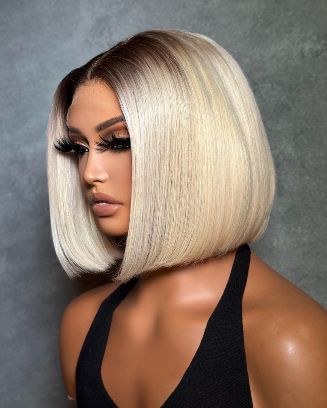 Short Ombre Light Blonde Silky Bob 13x4 Lace Front Wig