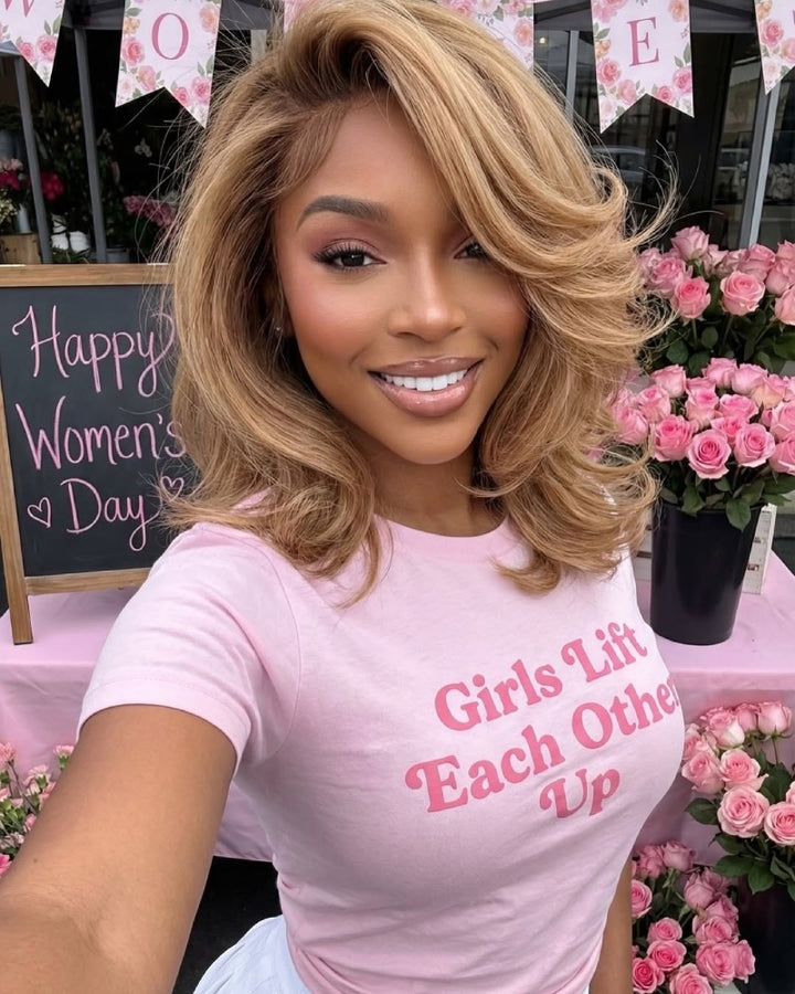 Ombre Blonde Layered Cut Wavy 13x4 Lace Front Wig