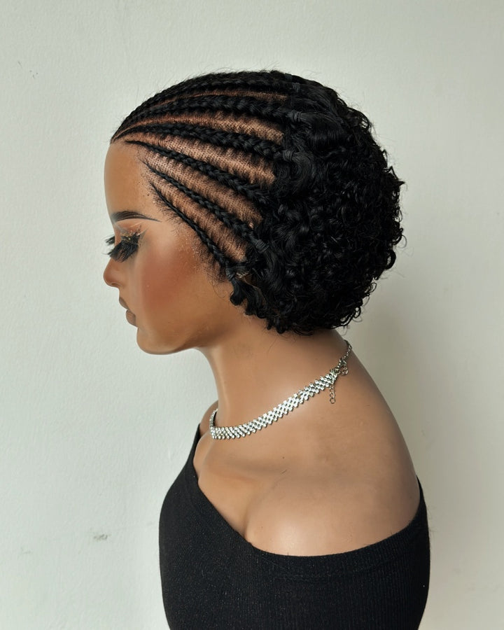 Urban Grace Cornrow Braid 13x6 Lace Wig with Short Curly Back