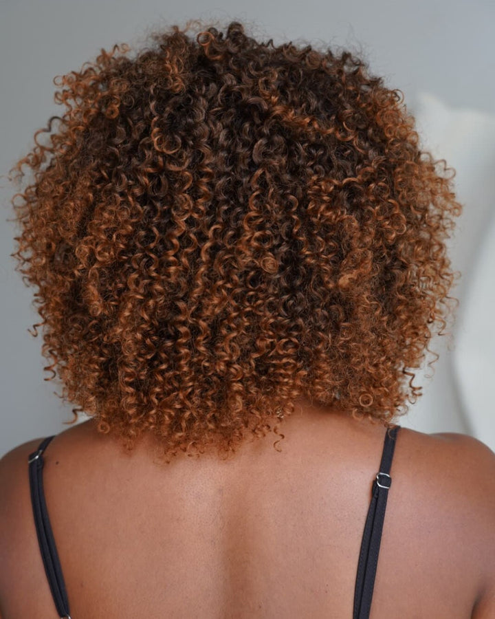 Ombre Brown Highlight African Curly Wig Human Hair