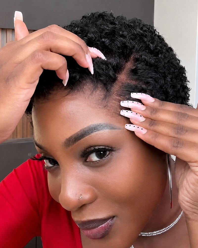 Soft Glam Full Lace Short Curly Afro Pixie Wig for Summer Wear