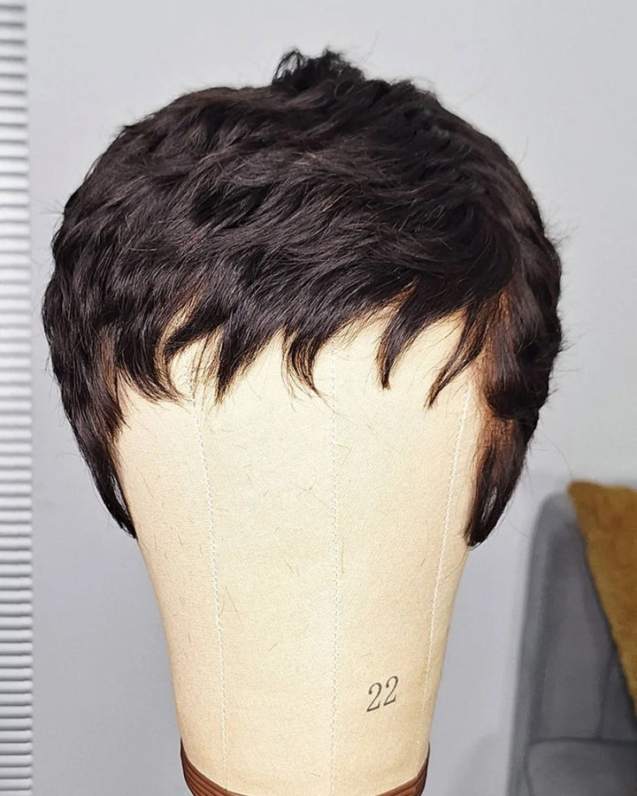 Short Pixie Cut Bang Full Lace Wig