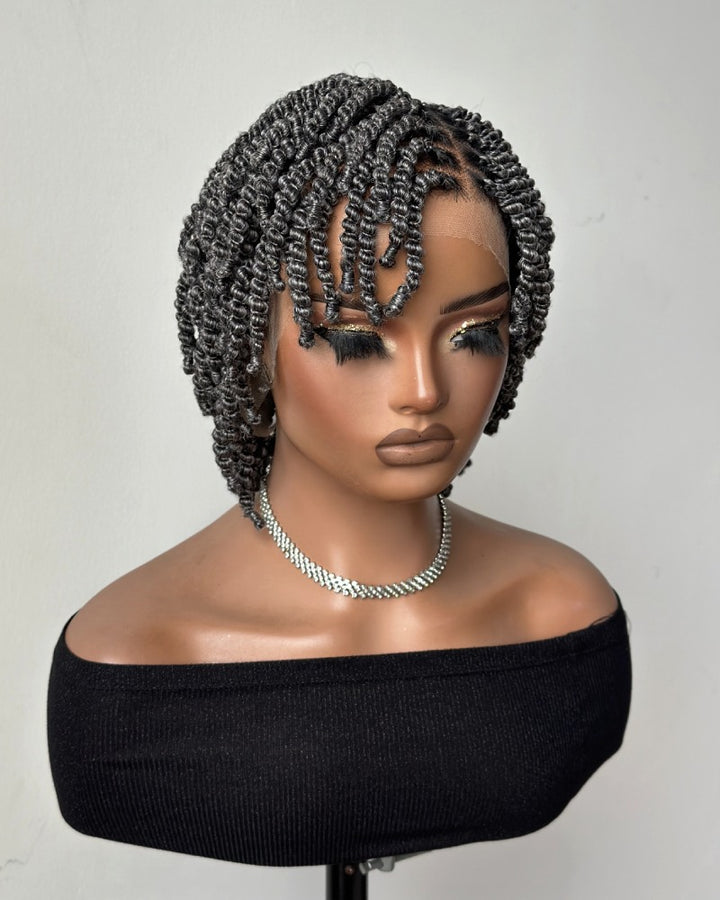 Salt and Pepper HD Full Lace Twist-out Afro Pixie Wig