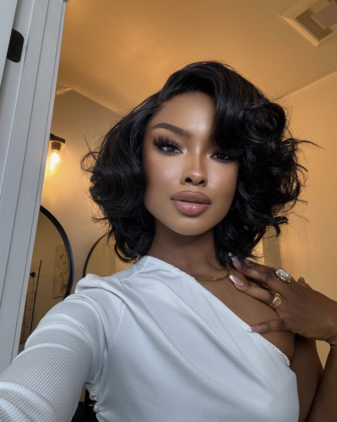 Gorgeous Layered Fluffy Wave Bob 5x5 Lace Closure Wig