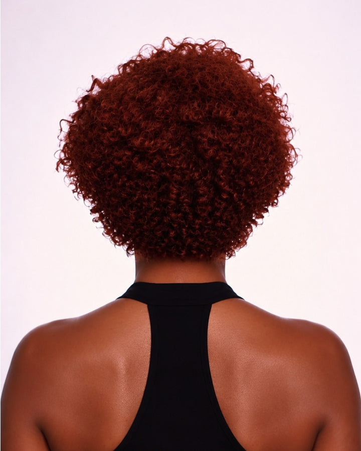 Side Part Burgundy Short Curly Pixie 13x6 Lace Frontal Wig