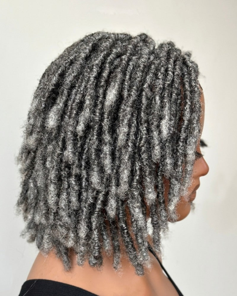 Salt and Pepper HD Full Lace Twist-out Pixie Wig with Baby Hairs