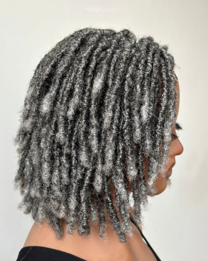 Salt and Pepper HD Full Lace Twist-out Pixie Wig with Baby Hairs