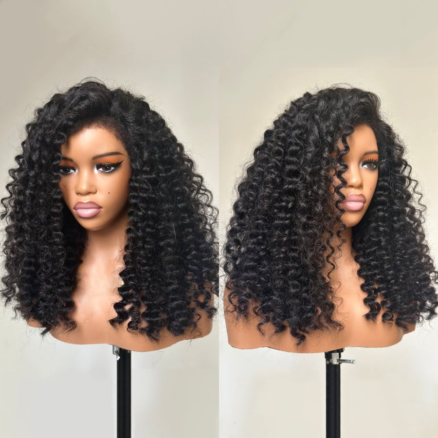 Fluffy Wand Curls With 4C Kinky Edges HD Lace Wig