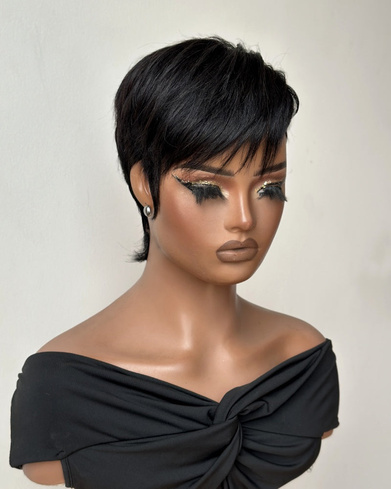 Layered Pixie Mullet 13x6 Lace Wig with Side Swept Bangs