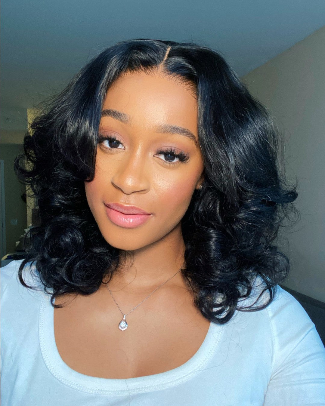 Wear & Go Layered Wavy With Curtain Bangs 4x4 Lace Closure Wig