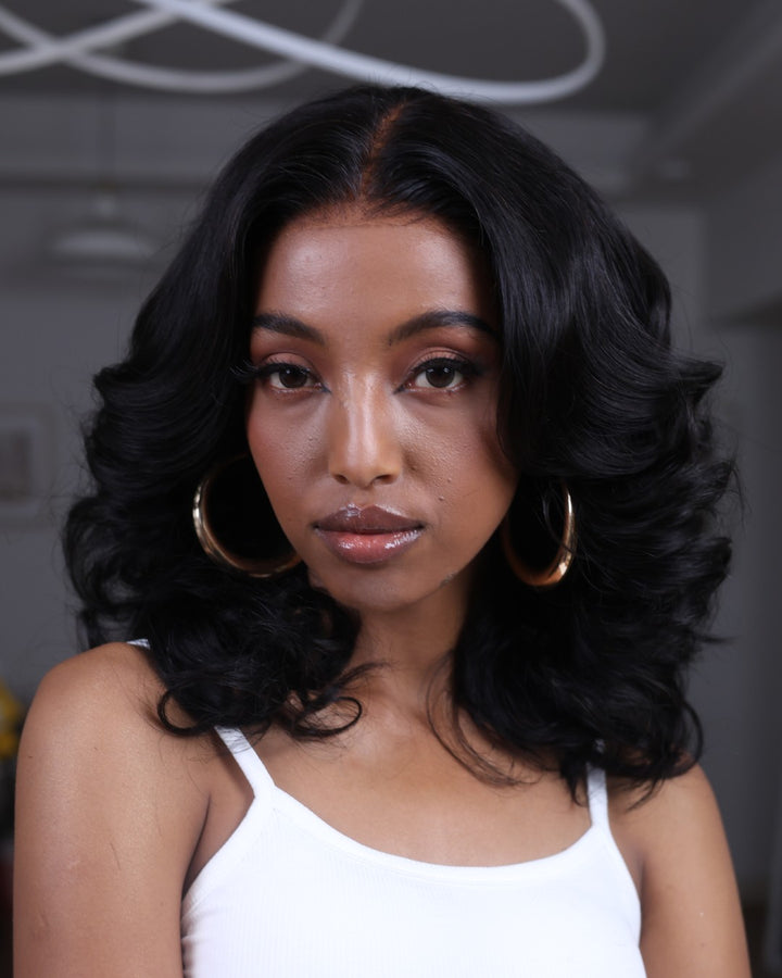 Middle Parted Wavy Layered Fluffy 5x5 Lace Closure Wig