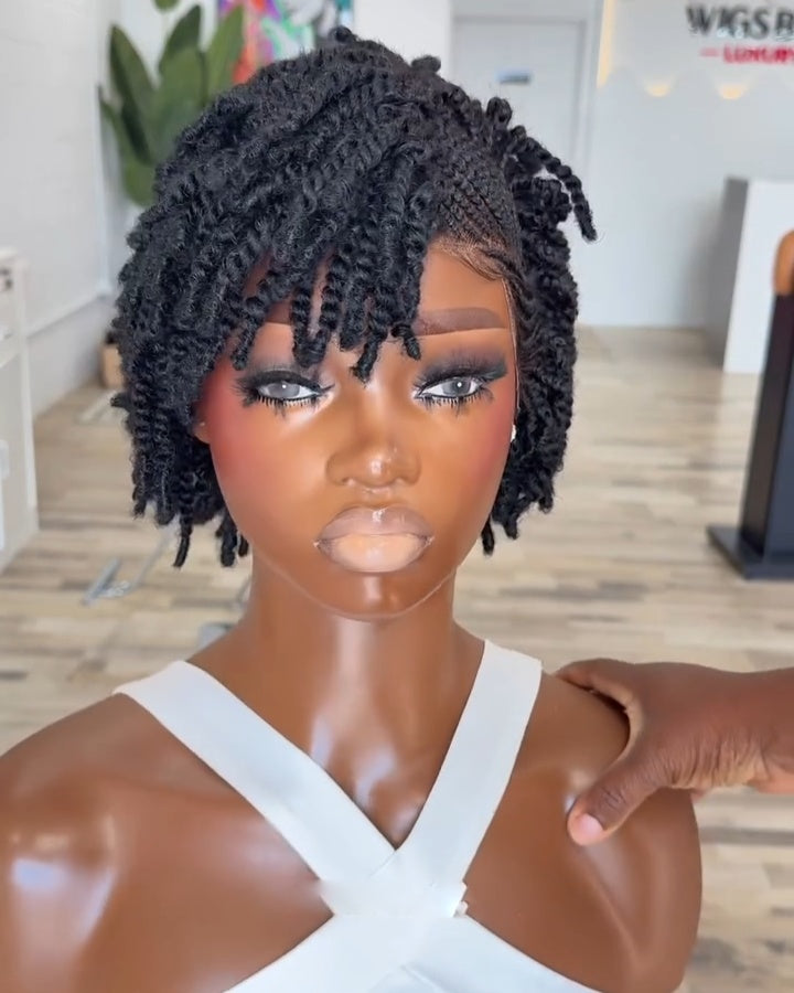 Full Lace Twist-out Afro kinky Cornrow Invisi Drawstring Wig