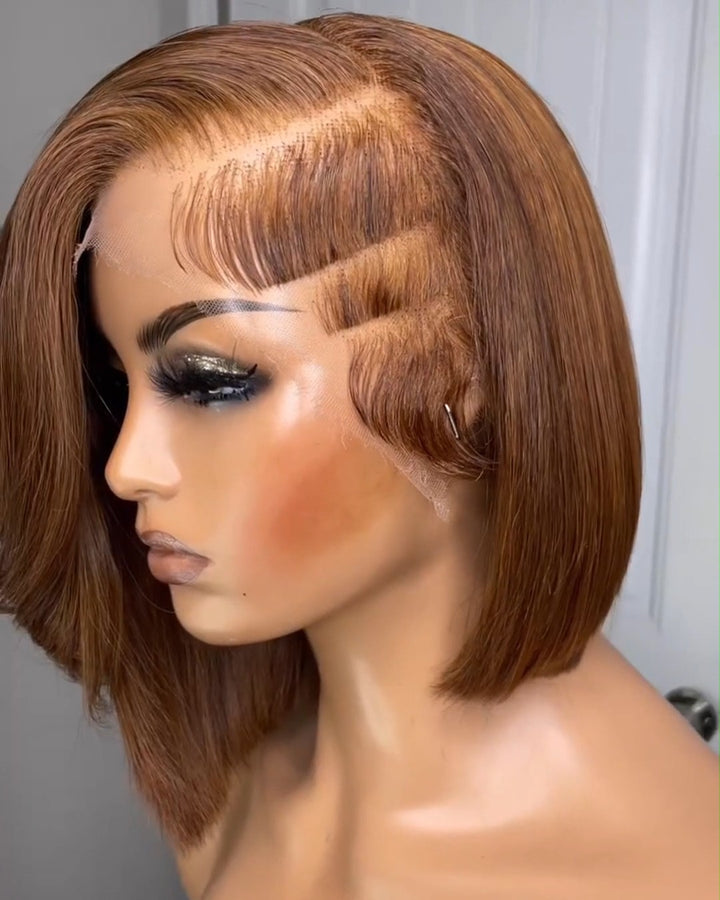 13x4 Lace Frontal Yellow Brown Side Part Wig