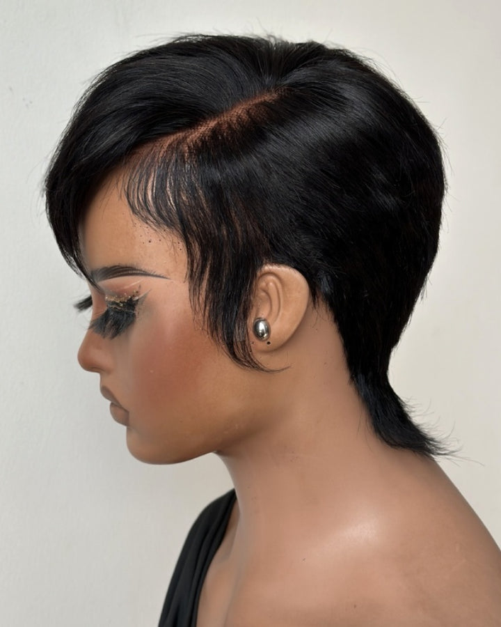 Layered Pixie Mullet 13x6 Lace Wig with Side Swept Bangs