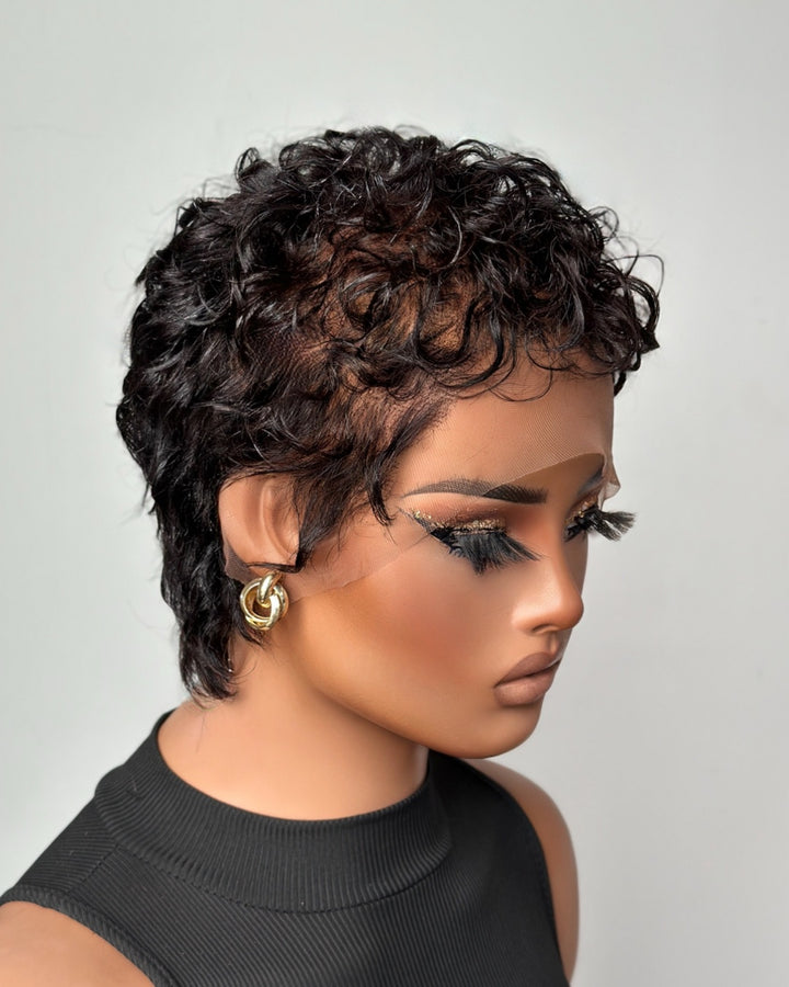 Wet Wave Curls Full Lace Short Pixie Cut Wig