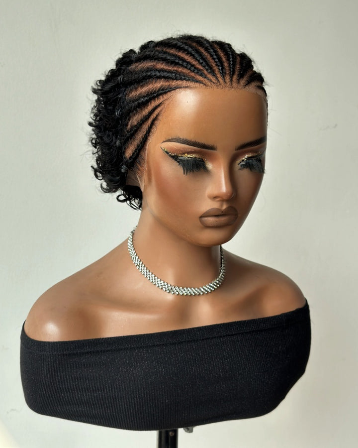 Urban Grace Cornrow Braid 13x6 Lace Wig with Short Curly Back