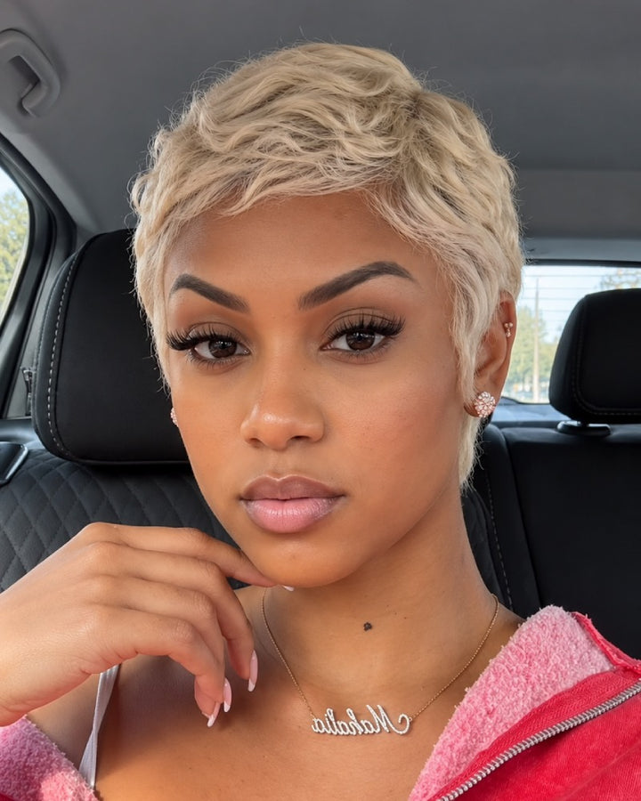 Short Layered 613 Blonde Pixie Cut 13x6 Lace Front Wig