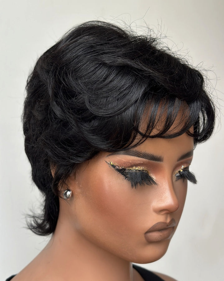 Vintage Flair Feathered Mullet 13x6 Lace Wig with Wispy Bangs