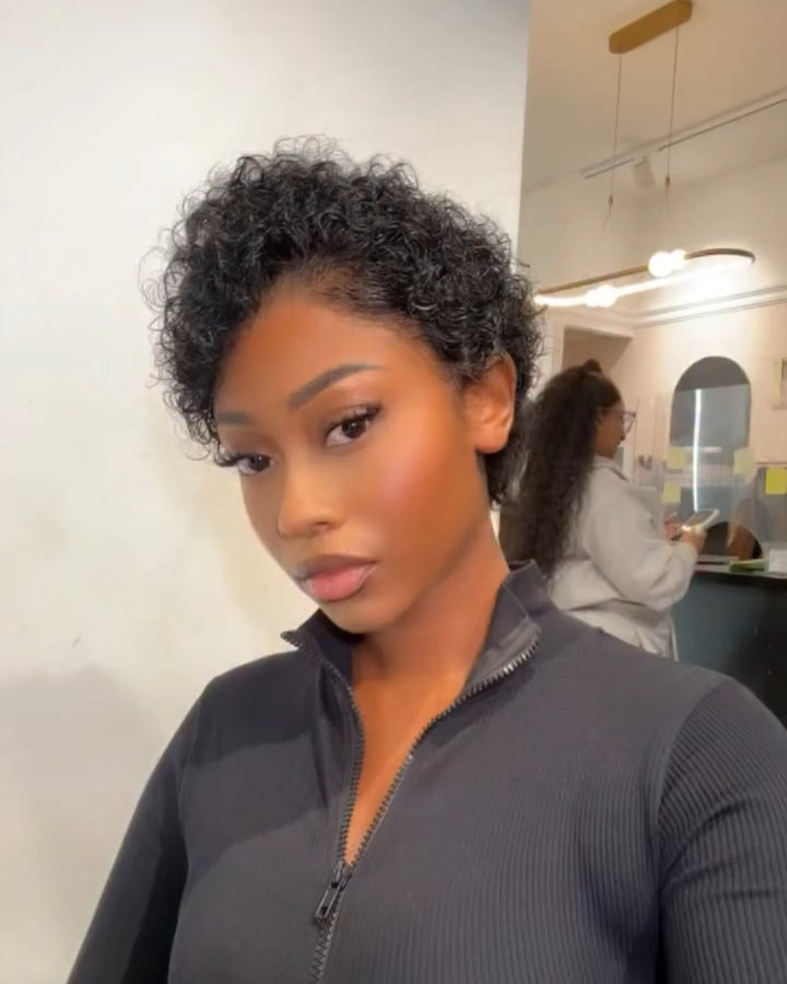 Trendy Short Pixie Cut Curly Lace Front Wig