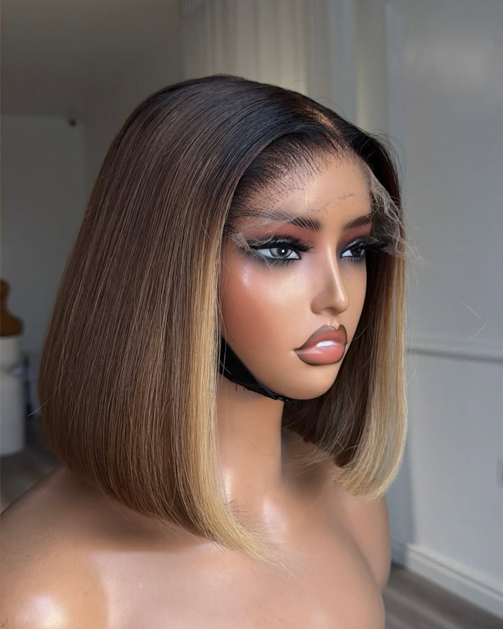 Honey Blonde Highlighted Straight Lace Closure Wig