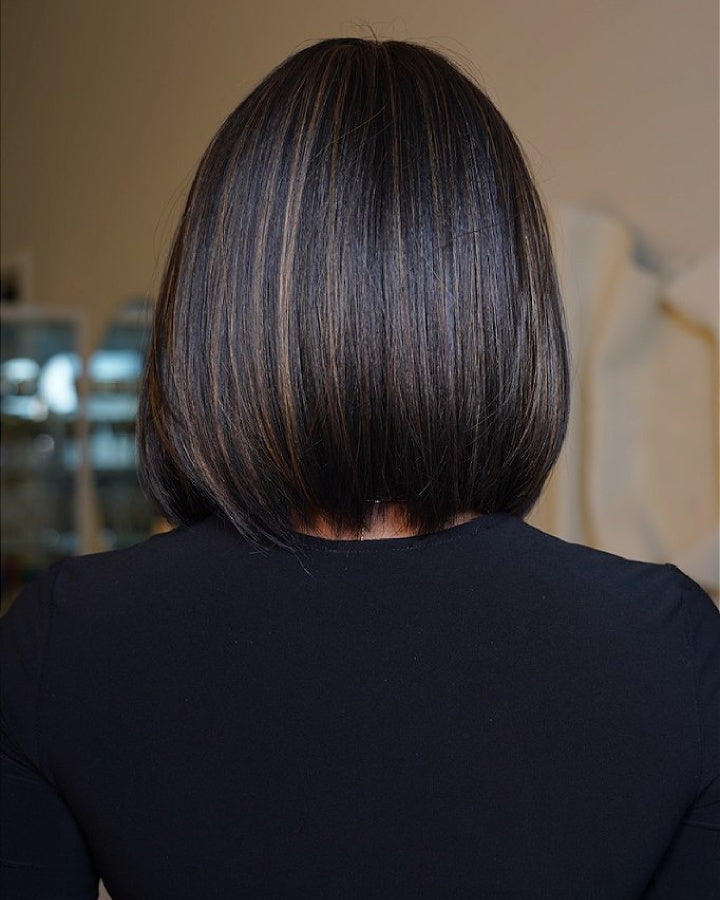 Brown Highlight with Bangs Bob Wigs Human Hair Wig