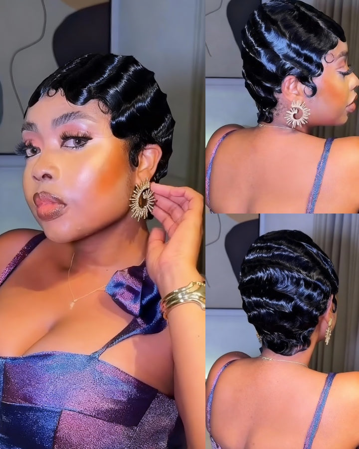 Wear & Go Styled Finger Wave Wig Human Hair