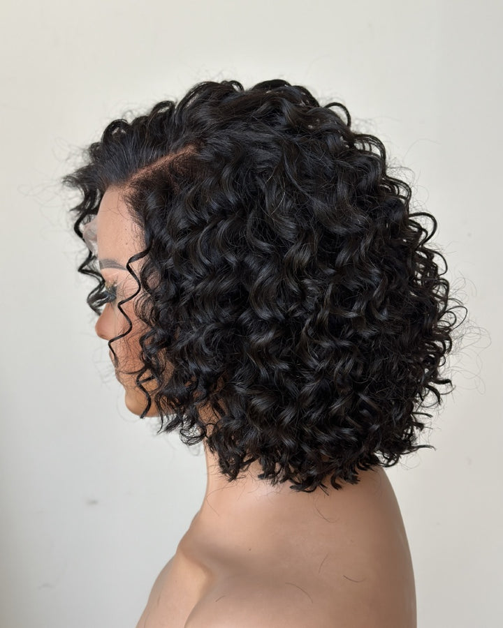 Short Curly Bob Human Hair 13 x 4 Front Lace Wig