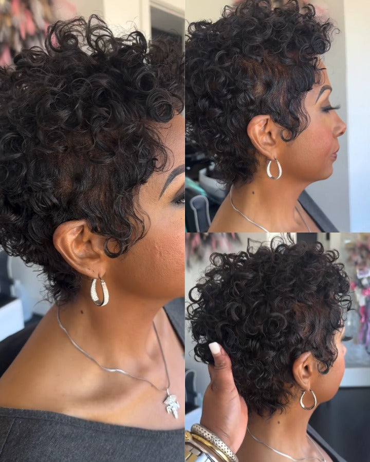 Full Lace Wave Curls Short Pixie Cut Wig
