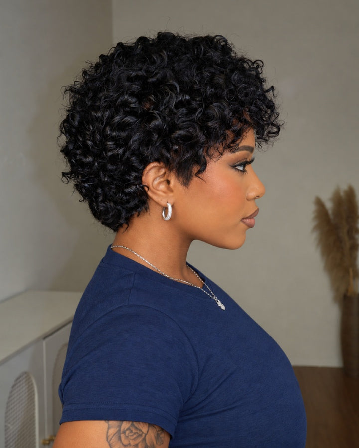 80s Retro Side-Part Curly Pixie 13x6 Lace Wig
