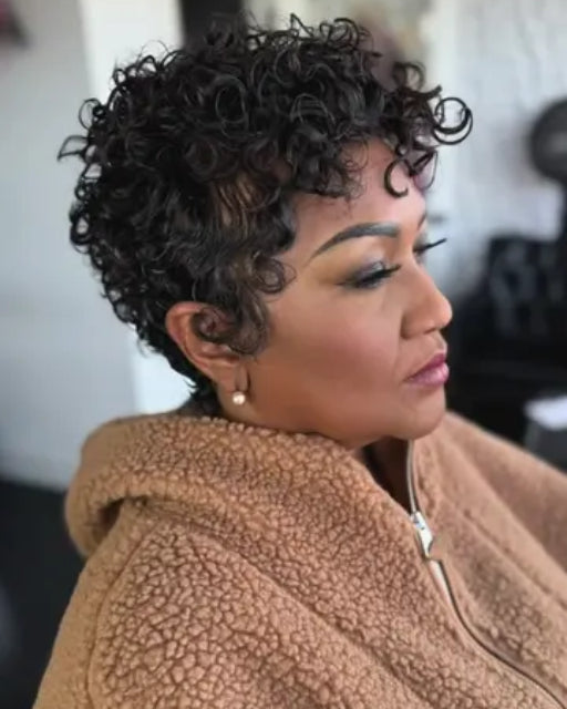 Full Lace Wave Curls Short Pixie Cut Wig