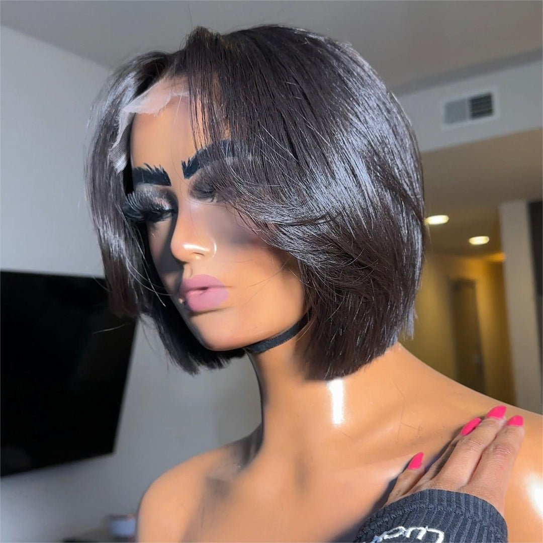 Middle Part Classy Layered Cut Wave Bob 5x5 Lace Closure Wig