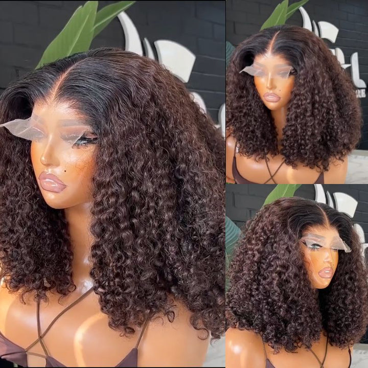 Glueless Curly Wave Lace Closure Pre-Plucked Wig
