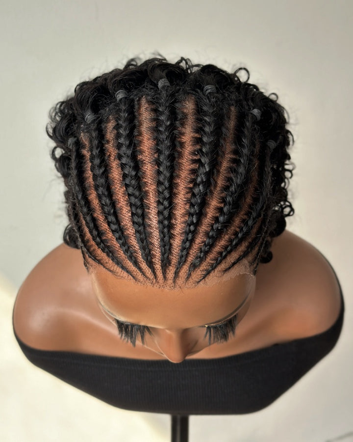Urban Grace Cornrow Braid 13x6 Lace Wig with Short Curly Back