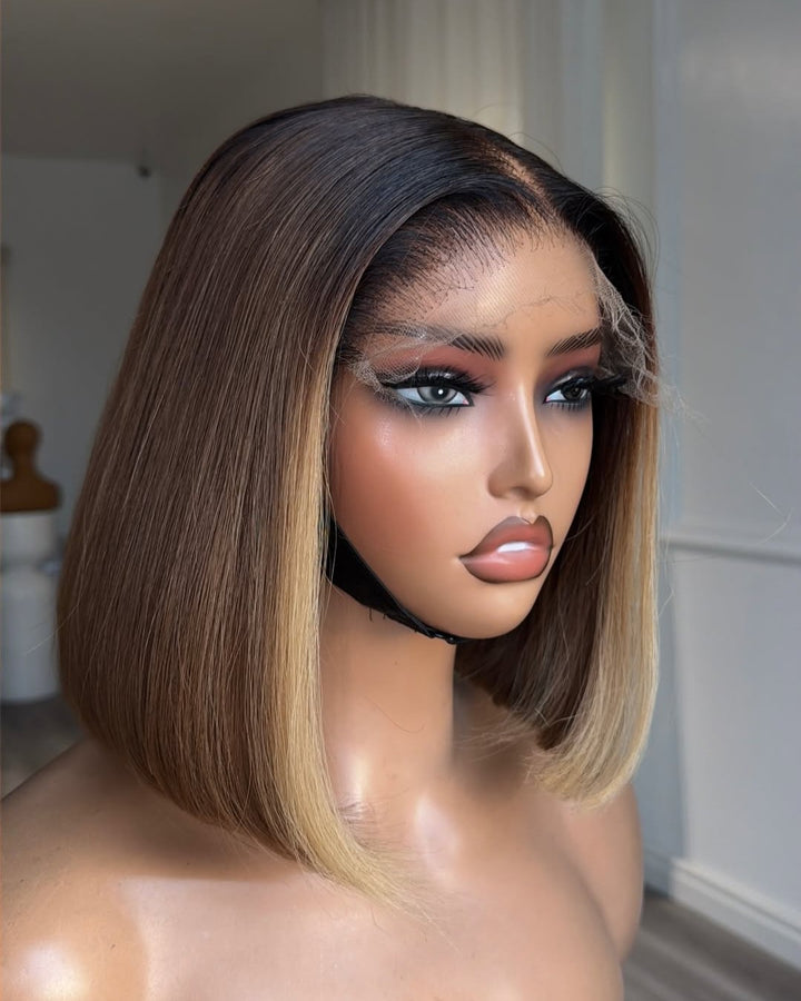 Honey Blonde Highlighted Straight Lace Closure Wig