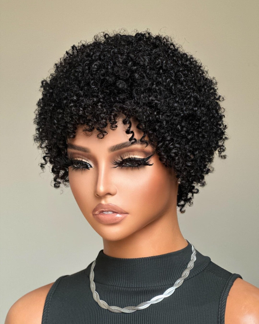 Ultra Natural Lightweight Bouncy Curly Bangs Wig