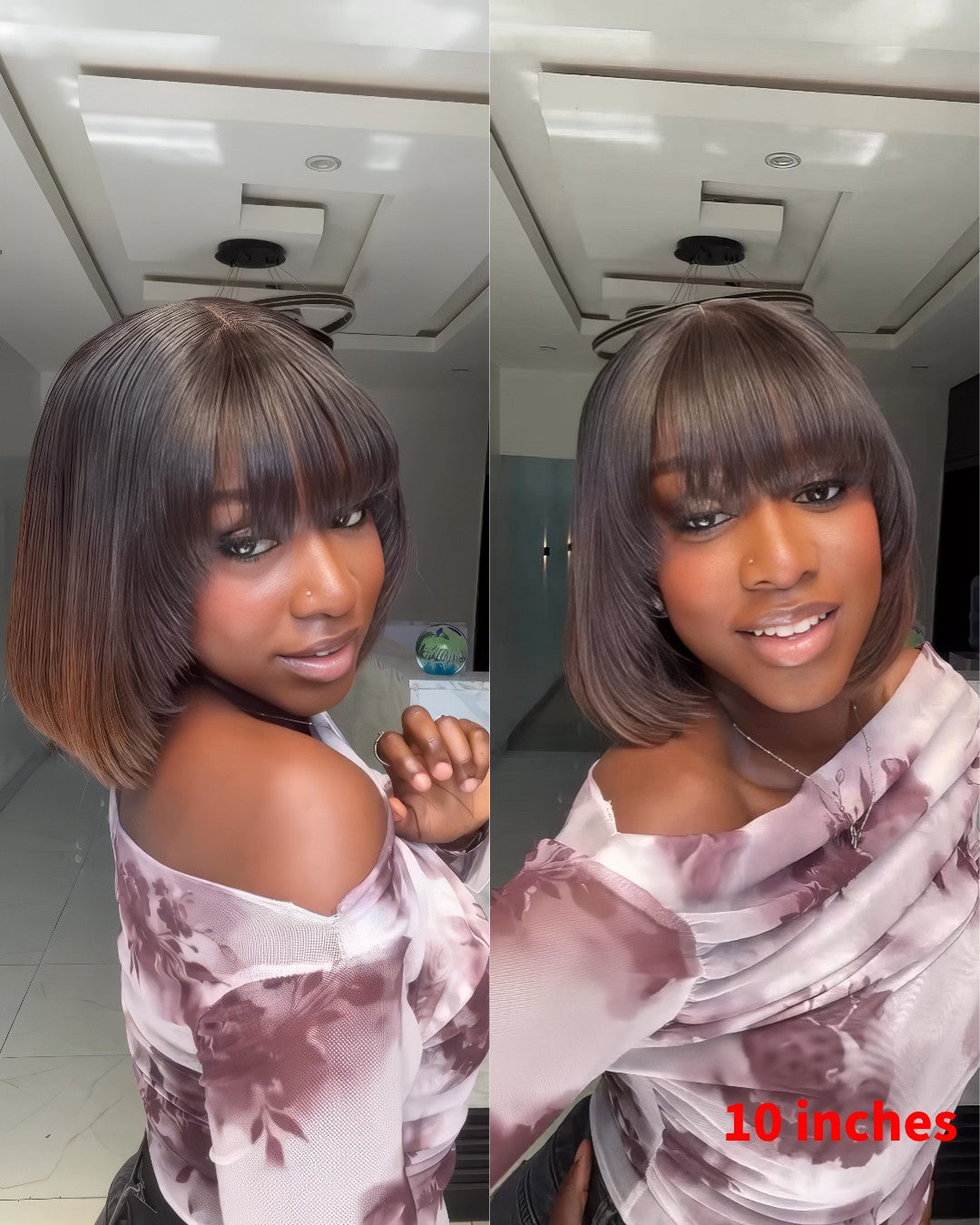 Chocolate Ombre Layered Cutting Bangs Wig