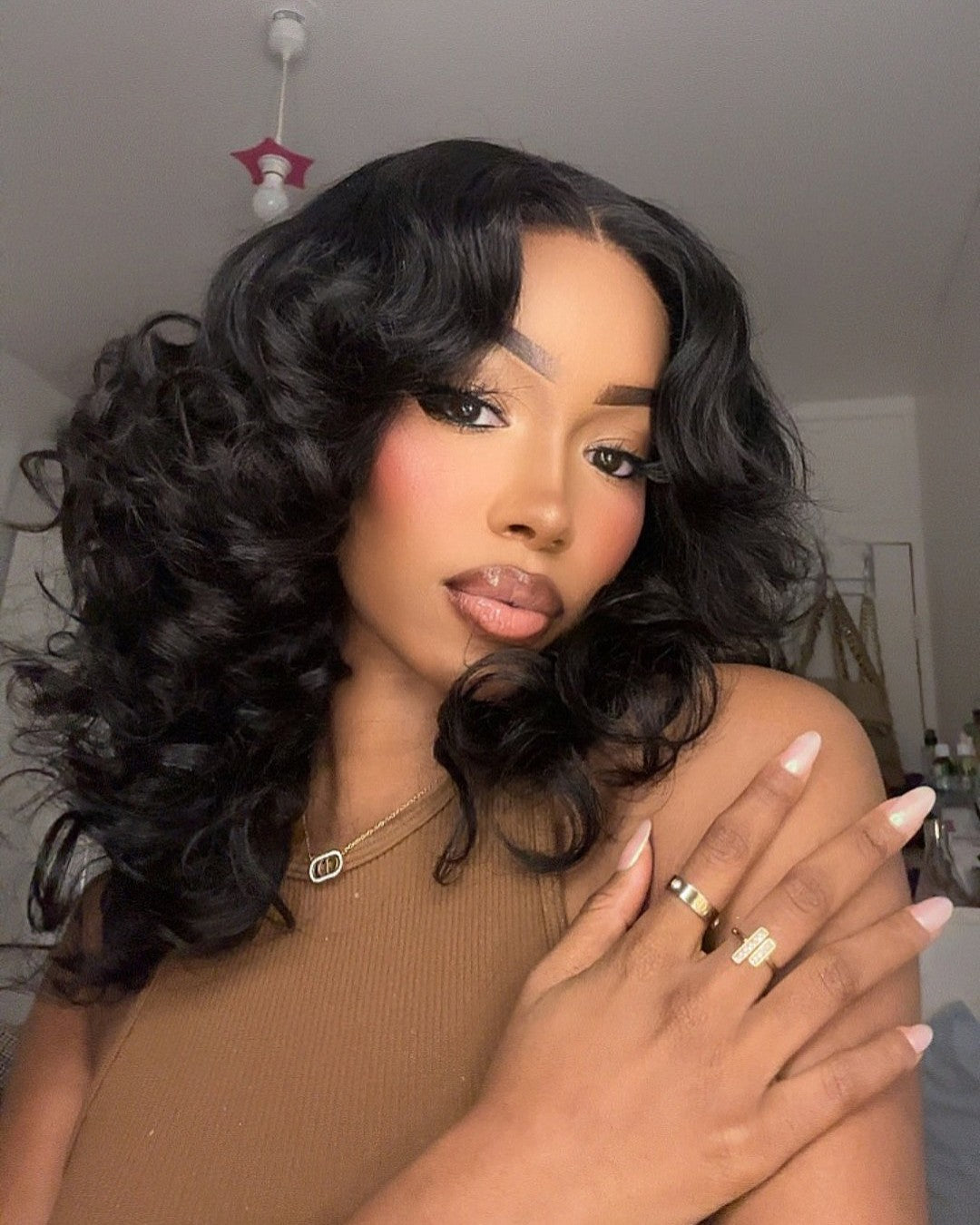 Wear & Go Layered Wavy With Curtain Bangs 4x4 Lace Closure Wig