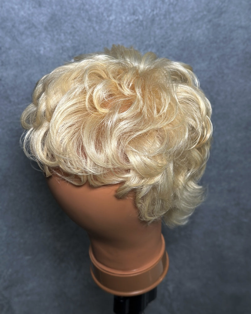 Vintage 613 Blonde Curly Mullet 13x6 Lace Wig with Curled Bangs